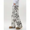 Jeans de Pierna Recta Camuflaje Gris y Blanco Transfronterizo Estilo Americano High Street Casual a Juego para Parejas Tendencia Cleanfit