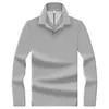 Camisa polo de manga larga para hombre de estilo business de alta gama, hecha de 100% algodón mercerizado, una camiseta casual de manga larga de color liso para hombres de mediana edad