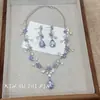 "Ramas Florales Entrelazadas" Collar Deslumbrante Morado de Flor y Gota de Agua, Artesanía Pesada, Lujo Ligero, Elegante y Exquisito, con un Sentido de Sofisticación, Cadena para Clavícula