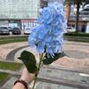 Hortensia verde hidratante de comercio exterior, tacto suave de goma, hortensia de una sola cabeza, hortensia grande, decoración suave para bodas, fabricante de flores falsas