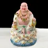 Mármore Branco Três Santos de Saha Buda Shakyamuni Bodhisattva Ksitigarbha Bodhisattva Avalokitesvara Ornamento para Salão de Buda Doméstico Atacado