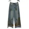Calça Jeans Larga Inss Vintage Desgastada para Mulheres Nova Coleção Primavera 2026 Calça Reta Lavada # 91139