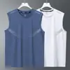 Nuevo Chaleco Deportivo de Secado Rápido para Hombre, Camiseta sin Mangas de Seda Helada Holgada para Entrenamiento de Fitness, Running, Baloncesto, Camiseta sin Mangas Estilo Americano