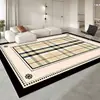 Tapete de Chão para Sofá de Sala de Estar Cor Creme com Janela de Canto de Luxo de Alta Qualidade, Tapete Lavável Antiderrapante para Cabeceira, Mesa de Centro