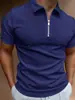 Camisa Polo Masculina de Manga Curta 2026 Verão Transfronteiriça, Gola Reversível, Cor Sólida, Caimento Casual, Moda Masculina Europeia e Americana