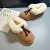Pantuflas peludas de suela gruesa para mujer, nuevo modelo 2026 otoño e invierno, para exteriores, antideslizantes, slip-on, forradas de felpa, cálidas, de algodón