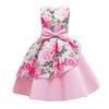 Vestido infantil de Amazon con estampado sin mangas de tela forjada para fiesta de cumpleaños con lazo estilo pastoral vestido infantil