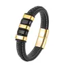 Pulseira Masculina de Couro Trançado da Amazon Mais Vendida e Fashion com Contas de Aço Inoxidável Pulseira DIY Joias Atacado