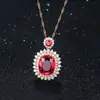 Pombo Simulado Anel de Glóbulo Vermelho Pingente de Cristal Vermelho Moda Temperamento Cor de Diamante Vermelho Tesouro Conjunto de Colar com Anel de Girassol