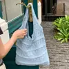 Bolso Tejido con Patrón Ondulado Hueco Estilo Dulce Primavera y Verano, Bolso de Punto, Bolso Tote de Gran Capacidad, Bolso de Punto Versátil