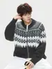 Suéter Cardigan Estilo Fair Isle para Hombre, Estilo Otoño e Invierno, Piel Sintética tipo Visón Vintage, Estilo Étnico, Chaqueta de Punto Suave