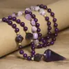 Collar Colgante Flecha de Amatista de Piedra Natural Mara MALA Nudo de Rosario Hecho a Mano con Cuentas Collar Exquisito