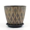 Vaso de flores de varanda doméstica multicolorido com padrão ondulado espesso e suporte para bacia, material pp durável, vaso de flores com bandeja