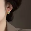 Brincos de Tarraxa em Forma de C Torcidos Plissados de Camada Dupla com Strass Brincos Estilo Retrô Francês Joias para Orelha de Design de Alto Padrão de Luxo Leve para Mulheres