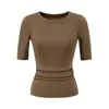 Nuevo Top de Verano Ajustado Favorecedor de Manga Corta para Mujer con un Ambiente Puro y Sexy, Camiseta Básica Regular para Hombros