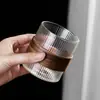 Taza de café de cristal con rayas verticales, taza de agua para el hogar, taza de té resistente al calor, taza de boca, taza para cerveza de verano, jugo, bebida, leche