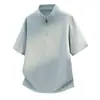 Malha nos Ombros Secagem Rápida Gola com Zíper Estilo Simples Casual ao Ar Livre Camiseta de Manga Curta Tendência Masculina de Verão Leve Respirável Meio Zíper