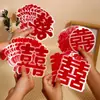 Pegatinas Estáticas de Terciopelo Estampado para Ventana, Específicas para Bodas, con Caracteres de Doble Felicidad para Decoración de Sala de Estar y Dormitorio, Arreglo de Habitación de Boda, Pegatinas de Doble Felicidad para Vidrio para Celebraciones de Boda