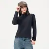 Moletom Lyocell com zíper parcial e gola alta para mulheres, blusa base espessa para outono e inverno, top interno quente escovado dos dois lados