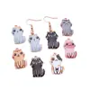 Colgante de gato de dibujos animados fresco, gatito impreso multicolor para pendientes, pulseras, bolsos y materiales para accesorios hechos a mano