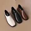 Zapatos Pequeños de Cuero Cuadrados de Moda de Nicho de Doble Uso Primavera Temprana 2025 Para Todas las Estaciones Suela Blanda Cómodos y Versátiles Zapatos de Exterior