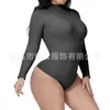 Comercio exterior Otoño e Invierno Sin almohadilla para el pecho Moldeador de cuerpo fuerte Cuello medio-alto Manga larga Mono ajustado Levantamiento de abdomen Levantamiento de cadera Ropa interior y exterior para mujer