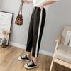 Algodão e linho Tornozelo-comprimento calças femininas primavera e verão novas calças casuais renda-up leggings calças esportivas listrado calças femininas finas