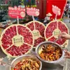 Prato Redondo de Melamina para Hot Pot de Carne de Chaoshan, Prato Especial para Apresentação de Carne Fresca Cortada, Suporte Criativo em Pé para Fatias de Carne