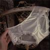 Roupa Íntima Feminina Sexy de Cetim e Renda Francesa Bordada Transparente em Renda Anti-bacteriana Cintura Média Baixa Meninas Desejo Puro
