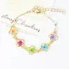 Pulsera de Resina con Flores Secas de Flor de Cerezo Chapada en Cobre Color Oro Real Joyería Conservadora de Color Mariposa Perla Pulsera Exquisita Planta