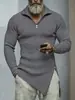 Camiseta de Manga Larga para Hombre Nueva de Otoño e Invierno Transfronteriza Elástica Ajustada Deportiva Casual Color Sólido Fitness Top Irregular para Hombre