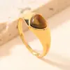Europa y Estados Unidos joyería transfronteriza de acero inoxidable moda fundición amor incrustado gema piedra natural anillo diseño nicho joyería