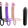 Anillo de Acupresión Doble Anillo de Bloqueo Retardado y Persistente para Parejas Choque Llevando Posterior Tapón Anal Bala Vibratoria Pene de Emulación de Silicona