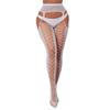 Liguero transparente de encaje con entrepierna abierta, popular en Europa y América, medias de red de pesca sexys de seda negra, liguero antideslizante para mujer