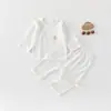 Conjunto Split Fino de Verão para Bebê Algodão Puro Manga Longa Roupa para Ar Condicionado Pijama para Bebê Roupa de Casa