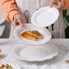 Vajilla de estilo europeo con borde dorado en relieve, Plato de cerámica para el hogar, Plato para bistec estilo occidental, Plato para postre/aperitivo, Borde dorado en relieve