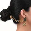 Venta Directa de Fábrica del Nuevo Conjunto de Dos Piezas de Aretes y Cadena para Oreja Estilo Bohemio de Lujo Ligero Retro con Flor, Perla y Borla de Pedrería