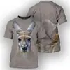 Camiseta com estampa digital 3D de canguru australiano, coala e preguiça, padrão animal, manga curta, gola redonda, explosões transfronteiriças