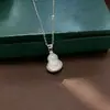 Collar de Calcedonia Natural de Plata de Ley S925 Estilo Chino Calabaza Nuevo para Mujer, Colgante de Lujo Ligero de Gama Alta, Cadena para Clavícula Versátil Estilo Nacional