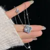 Lujo Ligero, Exquisito y de Alta Gama Collar de Trébol de Cuatro Hojas de Plata Esterlina S925 con Diamantes Completos, Diseño de Nicho Versátil, Regalo de Joyería para Mejores Amigas