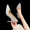 Saltos Altos Femininos Salto Agulha 2024 Novos Sapatos de Noiva Sapatos de Casamento com Cristal Bico Fino Sapatos de Madrinha Sapatilhas de Boca Rasa