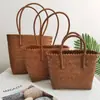 Bolsa de Mão de Rattan Sintético, Bolsa de Palha Trançada, Bolsa de Ombro de Abaixo do Braço, Bolsa Tote Tecida de Plástico Retrô Artesanal Feminina, Bolsa de Presente