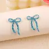 Novos Brincos Simples de Dia dos Namorados com Glitter, Brincos Acrílicos com Laço Multicor, Pequenos Brincos Pendentes para Mulheres