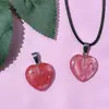 Venta caliente transfronteriza amor 20mm colgante piedra de cristal natural forma de corazón corazón de melocotón collar accesorios de joyería hechos a mano diy