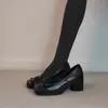 Zapatos retro para mujer de piel de oveja súper suave, punta cuadrada, estilo hocico de cerdo, con lazo, nuevos estilos 2026, zapatos pequeños de cuero con tacón grueso, zapatos Mary Jane