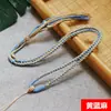 Cordão Pingente de Fio de Algodão Tecido à Mão Xizang Thangka Cordão de Tecelagem Artesanal Estilo Étnico Pingente de Jade Âmbar Cordão Colar Pendente
