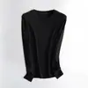 Camiseta Interior Meiyabi de Proteína con Cuello Redondo y Mangas Largas para Mujer Otoño e Invierno Nuevo Estilo Color Sólido Moda Versátil