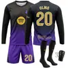 2627 Camiseta de fútbol de manga larga de visitante del nuevo Barcelona de Rodri, negra y morada, número 10, Yamal, Messi