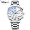 Reloj Multifuncional con Cronógrafo para Hombre CHENXI Anillo de Velocidad de Carreras Calendario Correa de Acero Reloj de Cuarzo Reloj Impermeable para Hombre