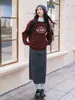 Nova Moda Outono/Inverno Versátil Emagrecedora Saia Feminina Estilo Coreano Simples Versátil Cor Sólida Lantejoulas Lã Saia Longa